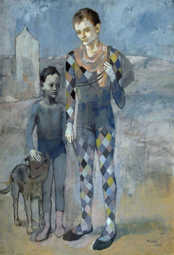 Картина Пикассо "Два акробата с собакой"